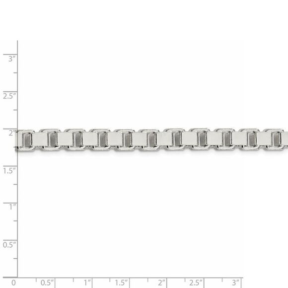 Men's 7mm, Sterling Silver, Solid Box Chain Necklace, 18 Inch